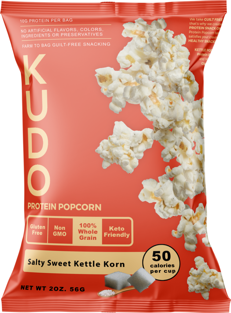 bag of kudo sweet and salty kettle corn; all-natural popcorn