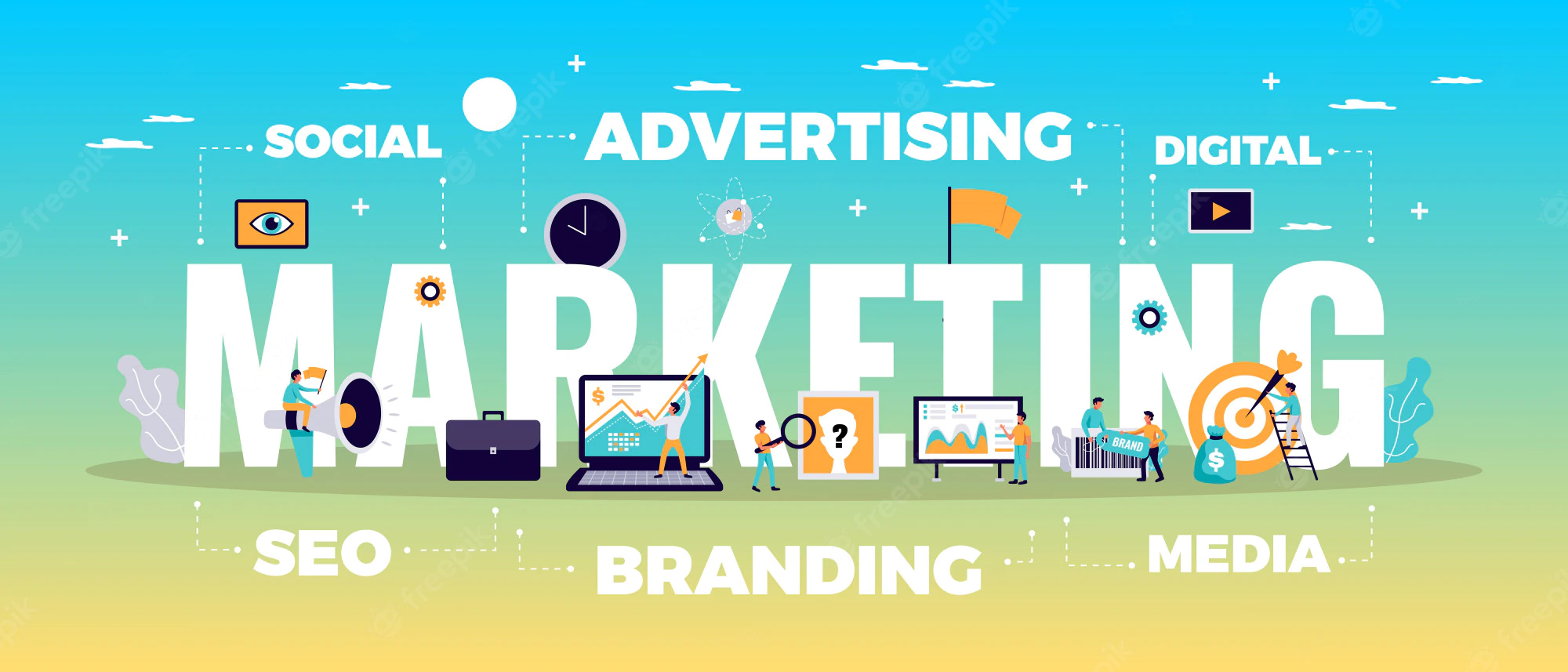 marketing, advertising, social, digital, seo, branding, media; i am a marketer